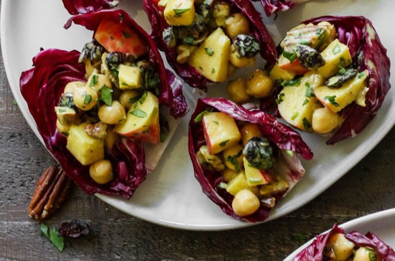 Curried Cranberry Apple Pecan Chickpea Salad