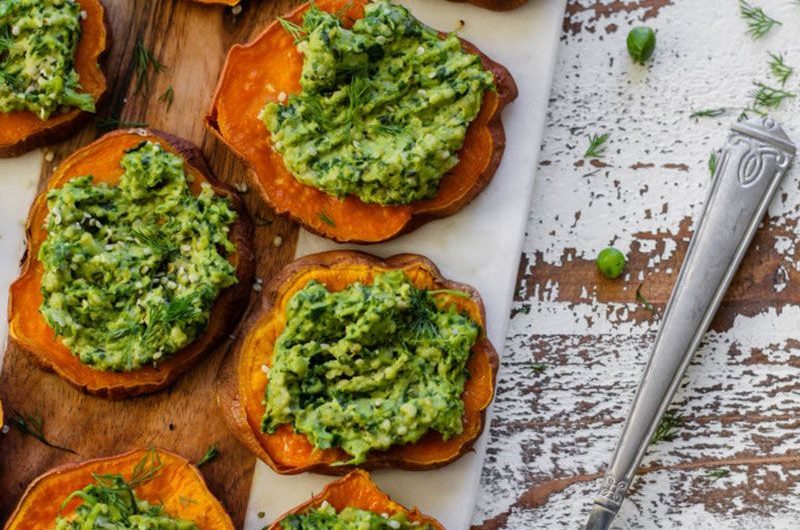 Pea Pesto Sweet Potato Poppers
