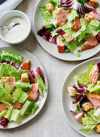 Smoke Roasted Salmon Caesar Salad