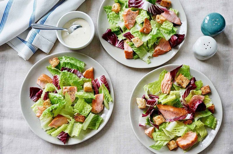 Smoke Roasted Salmon Caesar Salad